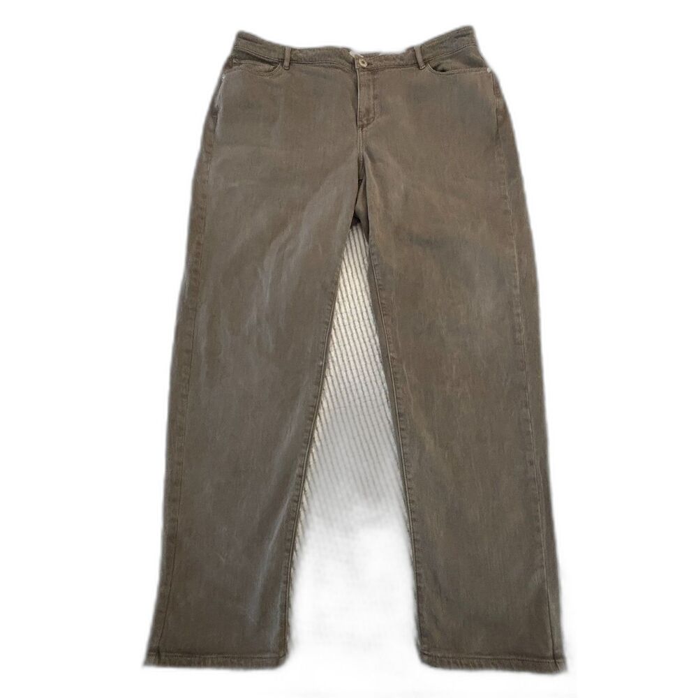 J. Jill Denim Boyfriend Straight Leg Ankle Jeans 20W Stretch Casual Denim Taupe